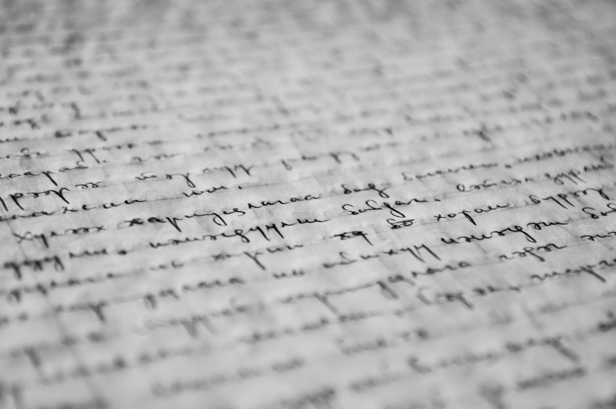 Copy drafts and messaging worksheets on a studio table